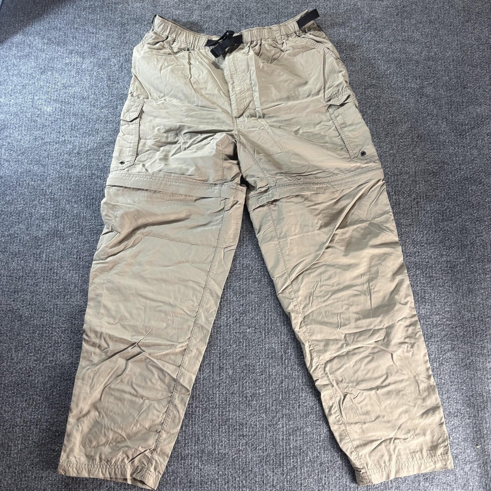 REI Convertible Cargo Pants Mens 36x32 Beige Hiking Zip Off UPF 50+ Outdoor